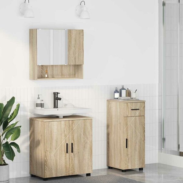 VidaXL Fürdőszoba bútor szett 3 pcs sonoma tölgy 61 x 35 x 64 cm