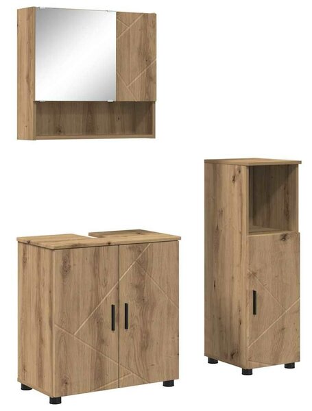 VidaXL Fürdőszoba bútor szett 3 pcs kézműves tölgy 61 x 35 x 64 cm