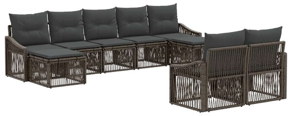 VidaXL Kerti Kanapé Szett 9 pcs Szürke polirattan