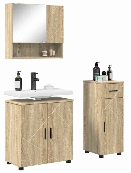 VidaXL Fürdőszoba bútor szett 3 pcs sonoma tölgy 61 x 35 x 64 cm