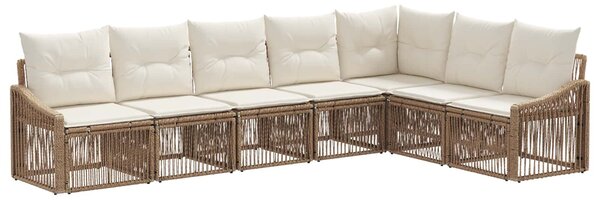 VidaXL Kerti Kanapé Szett 7 pcs Bézs polirattan
