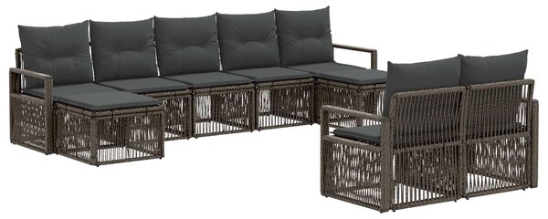 VidaXL Kerti Kanapé Szett 9 pcs Szürke polirattan