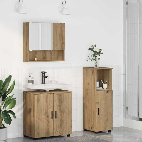 VidaXL Fürdőszoba bútor szett 3 pcs kézműves tölgy 61 x 35 x 64 cm