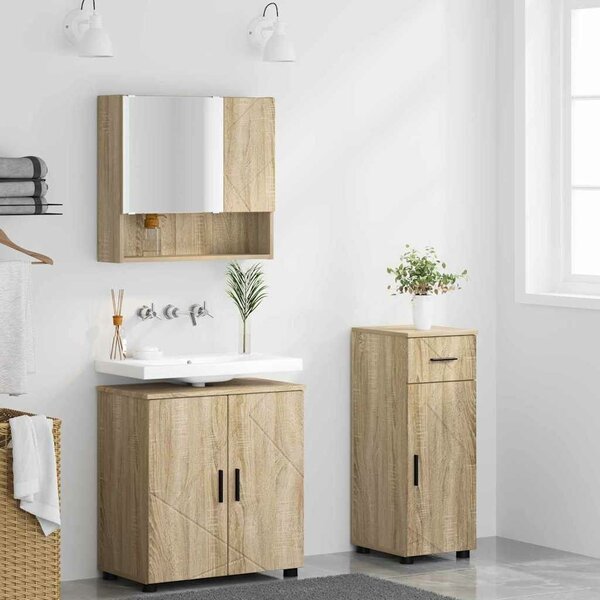 VidaXL Fürdőszoba bútor szett 3 pcs sonoma tölgy 61 x 35 x 64 cm