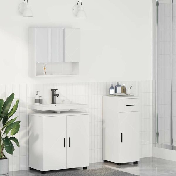 VidaXL Fürdőszoba bútor szett 3 pcs Fehér 61 x 35 x 64 cm Faanyag