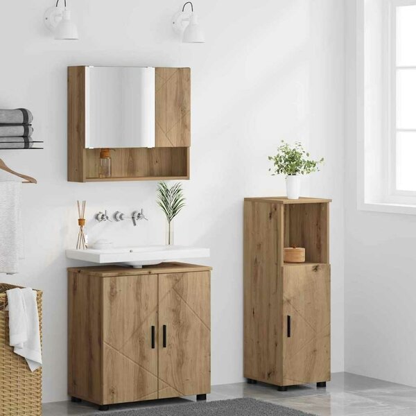 VidaXL Fürdőszoba bútor szett 3 pcs kézműves tölgy 61 x 35 x 64 cm