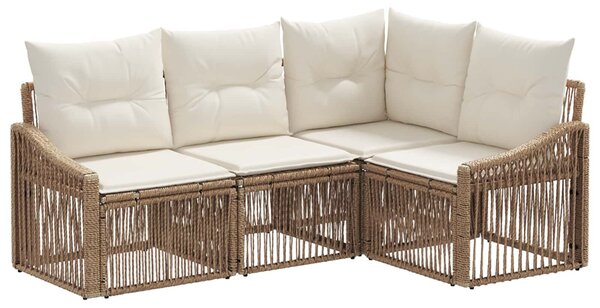 VidaXL Kerti Kanapé Szett 4 pcs Bézs polirattan