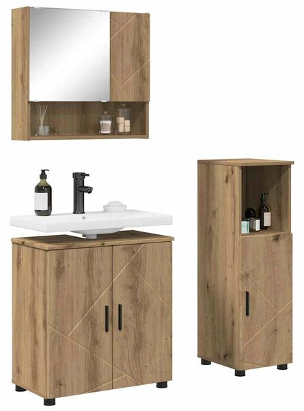 VidaXL Fürdőszoba bútor szett 3 pcs kézműves tölgy 61 x 35 x 64 cm