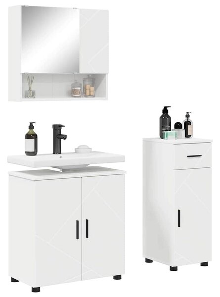 VidaXL Fürdőszoba bútor szett 3 pcs Fehér 61 x 35 x 64 cm Faanyag