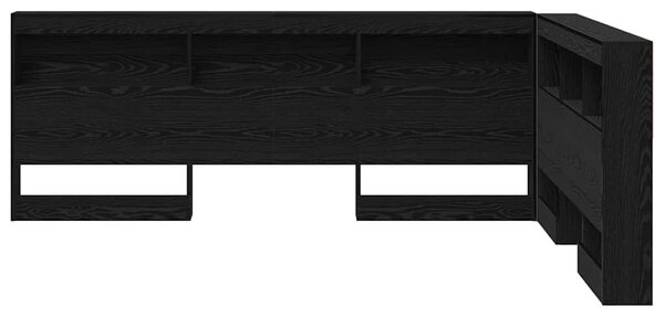 VidaXL Tároló fejtámla polcokkal tárolóval Musta tammi 160 cm Faanyag