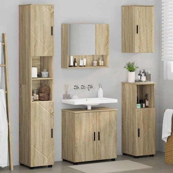 VidaXL Fürdőszoba bútor szett 5 pcs sonoma tölgy 61 x 35 x 64 cm