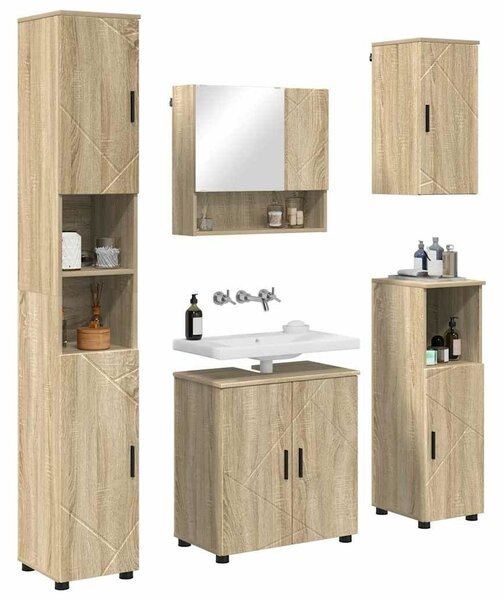 VidaXL Fürdőszoba bútor szett 5 pcs sonoma tölgy 61 x 35 x 64 cm