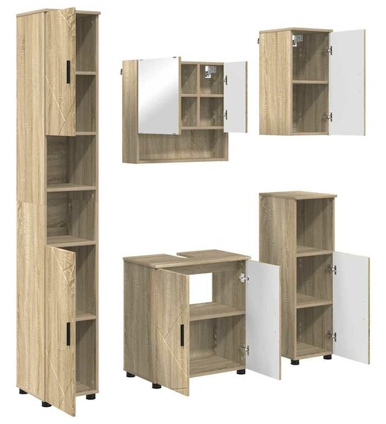 VidaXL Fürdőszoba bútor szett 5 pcs sonoma tölgy 61 x 35 x 64 cm