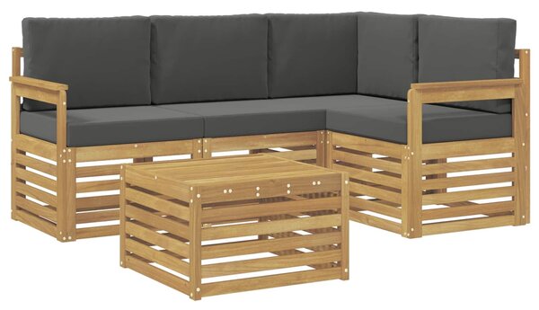 VidaXL Kültéri kanapé szett 5 pcs Fehér és Antracitszürke