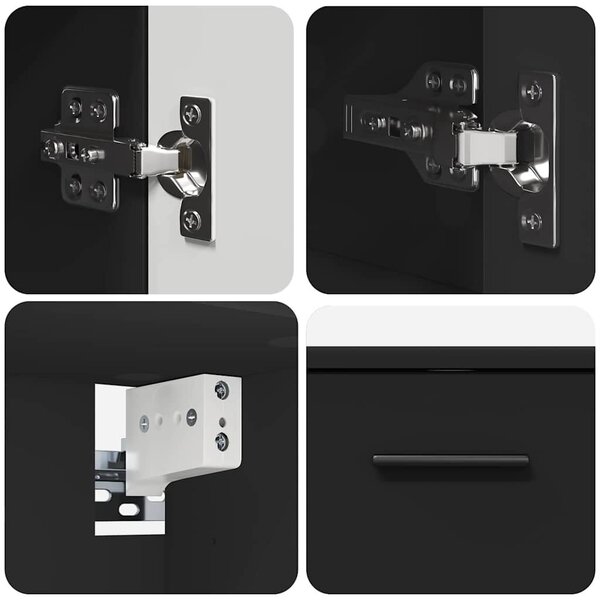 VidaXL Fürdőszoba bútor szett 2 pcs Fekete 76.5 x 35 x 64 cm Faanyag
