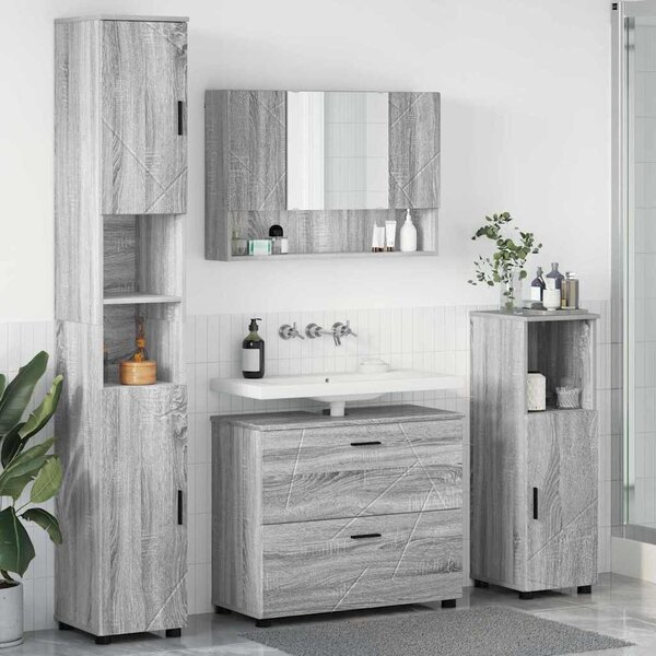 VidaXL Fürdőszoba bútor szett 4 pcs Szürke sonoma 30 x 35 x 192 cm