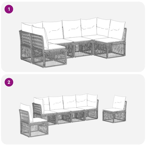 VidaXL Kerti Kanapé Szett 6 pcs Szürke polirattan