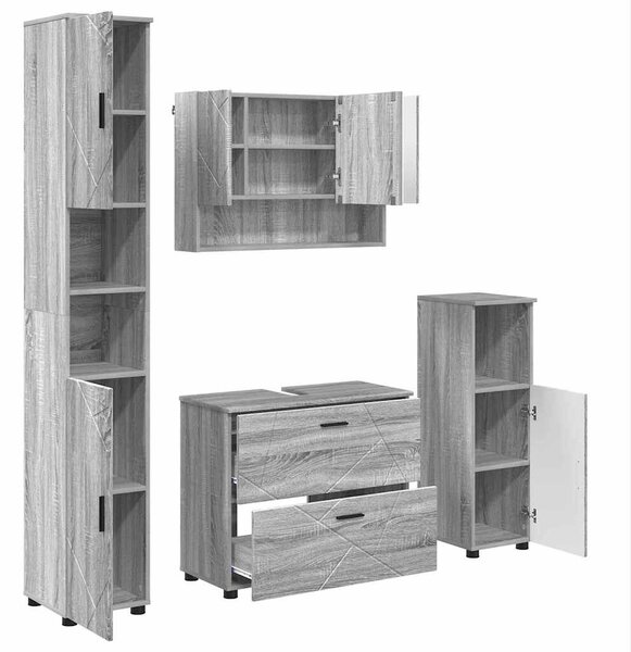 VidaXL Fürdőszoba bútor szett 4 pcs Szürke sonoma 30 x 35 x 192 cm