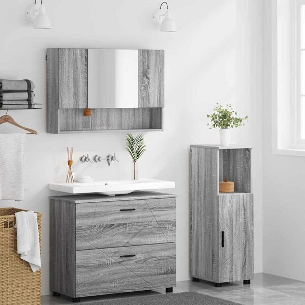VidaXL Fürdőszoba bútor szett 3 pcs Szürke sonoma 76.5 x 35 x 64 cm