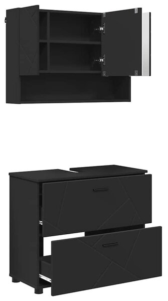 VidaXL Fürdőszoba bútor szett 2 pcs Fekete 76.5 x 35 x 64 cm Faanyag