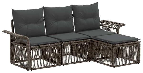 VidaXL Kerti Kanapé Szett 4 pcs Szürke polirattan