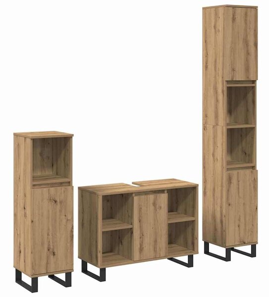 VidaXL Fürdőszoba bútor szett 3 pcs Barna 30 x 30 x 180 cm Faanyag