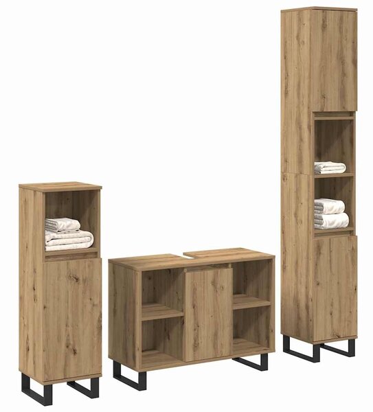 VidaXL Fürdőszoba bútor szett 3 pcs Barna 30 x 30 x 180 cm Faanyag