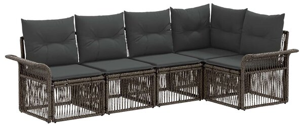 VidaXL Kerti Kanapé Szett 5 pcs Szürke polirattan