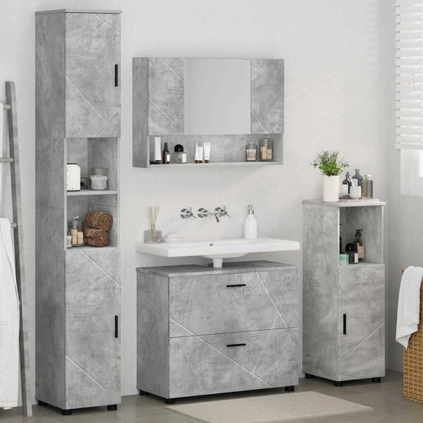 VidaXL Fürdőszoba bútor szett 4 pcs Beton szürke 30 x 35 x 192 cm