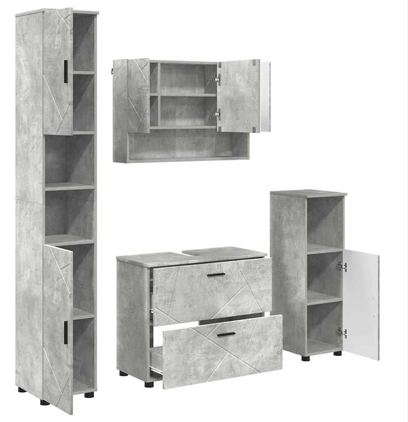 VidaXL Fürdőszoba bútor szett 4 pcs Beton szürke 30 x 35 x 192 cm