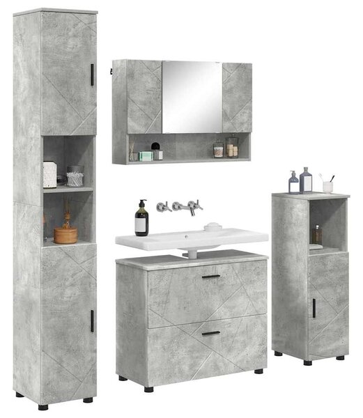 VidaXL Fürdőszoba bútor szett 4 pcs Beton szürke 30 x 35 x 192 cm