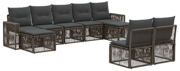 VidaXL Kerti Kanapé Szett 9 pcs Szürke és sötétszürke polirattan