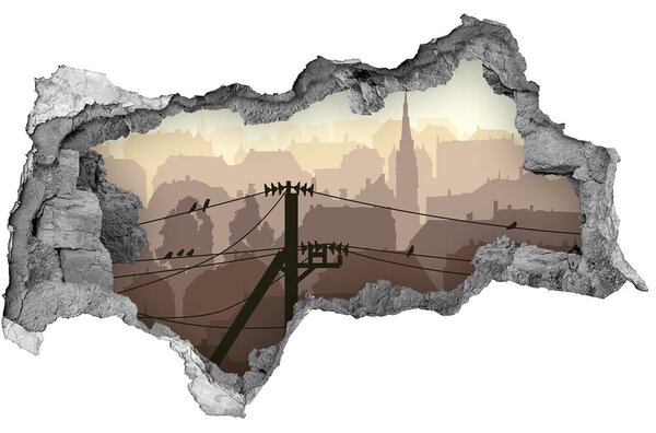 3d lyuk fal dekoráció Város vonal
