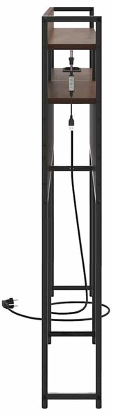 VidaXL Fejtámla LED -es lámpákkal polcokkal barna tölgy 135 cm Faanyag