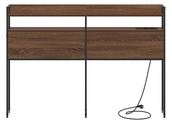 VidaXL Fejtámla LED -es lámpákkal polcokkal barna tölgy 135 cm Faanyag