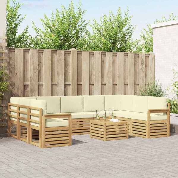 VidaXL Kültéri kanapé szett 8 pcs Fehér és krémszínű 59 x 59 x 37 cm
