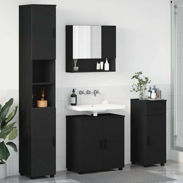 VidaXL Fürdőszoba bútor szett 4 pcs Fekete 61 x 35 x 64 cm Faanyag