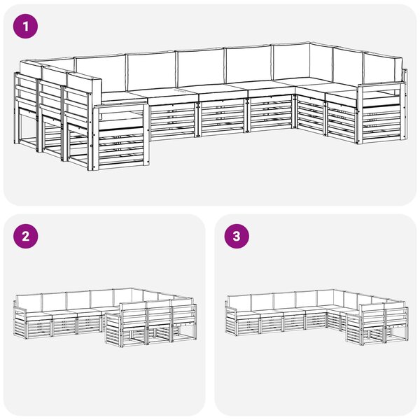 VidaXL Kültéri kanapé szett 7 pcs Fehér és bézs 363 x 187,5 x 73 cm