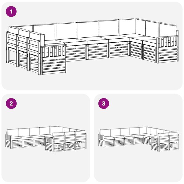 VidaXL Kültéri kanapé szett 7 pcs Fehér és világosszürke