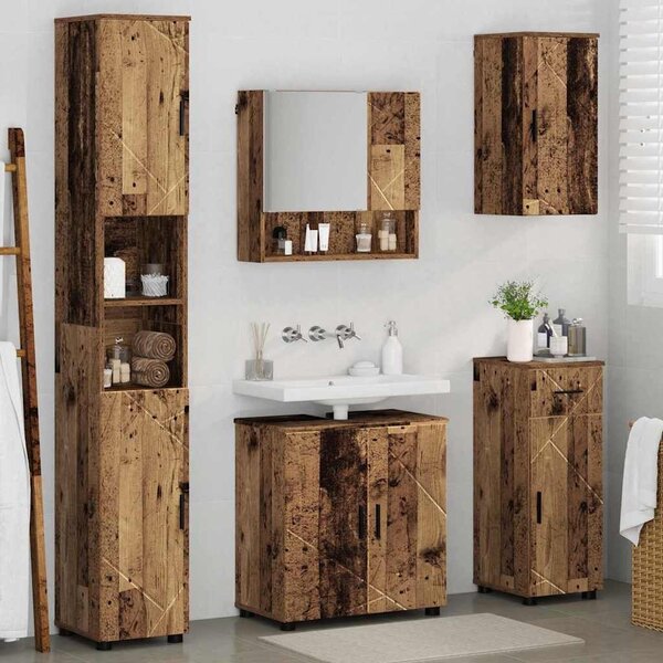 VidaXL Fürdőszoba bútor szett 5 pcs Régi fa 61 x 35 x 64 cm Faanyag