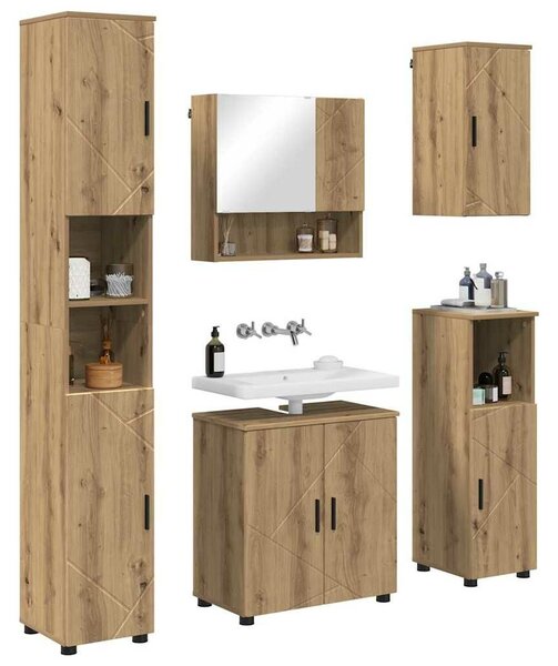 VidaXL Fürdőszoba bútor szett 5 pcs kézműves tölgy 61 x 35 x 64 cm