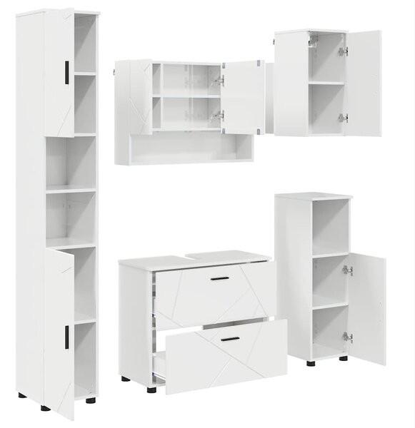 VidaXL Fürdőszoba bútor szett 5 pcs Magasfényű fehér 30 x 35 x 192 cm