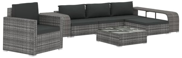 VidaXL 8 részes szürke polyrattan kerti bútorszett párnákkal