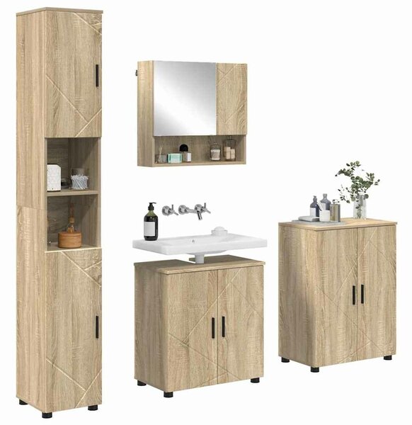VidaXL Fürdőszoba bútor szett 4 db Sonoma tölgy 61 x 35 x 64 cm