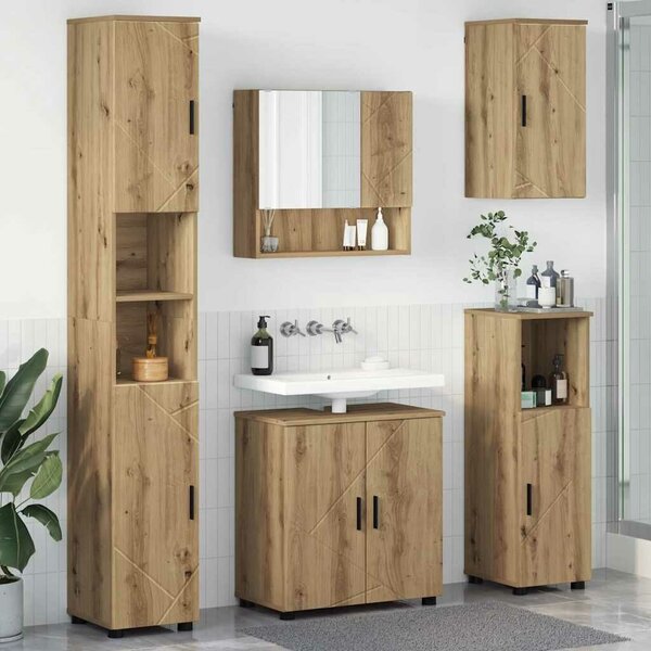 VidaXL Fürdőszoba bútor szett 5 pcs kézműves tölgy 61 x 35 x 64 cm