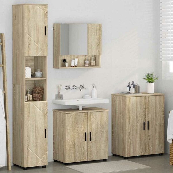 VidaXL Fürdőszoba bútor szett 4 db Sonoma tölgy 61 x 35 x 64 cm