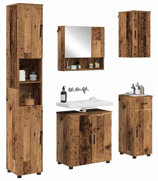VidaXL Fürdőszoba bútor szett 5 pcs Régi fa 61 x 35 x 64 cm Faanyag