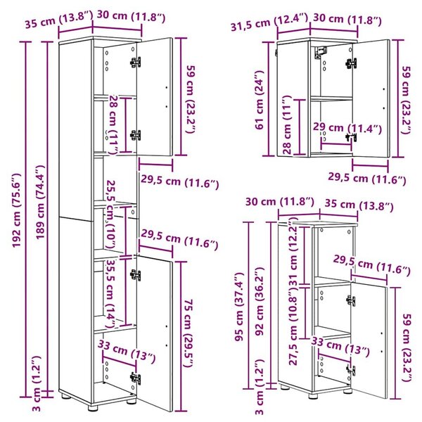 VidaXL Fürdőszoba bútor szett 5 pcs Magasfényű fehér 30 x 35 x 192 cm