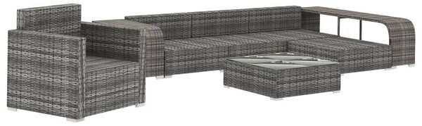 VidaXL 8 részes szürke polyrattan kerti bútorszett párnákkal