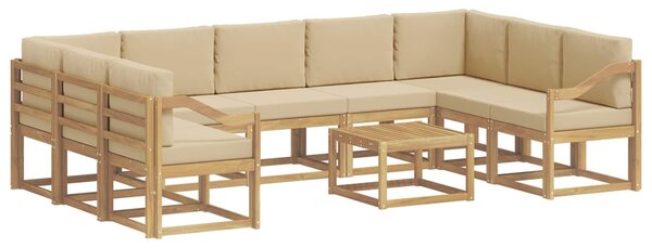 VidaXL Kültéri kanapé szett 10 pcs Fehér és Bézs 59 x 59 x 37 cm
